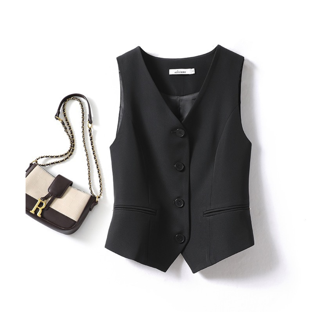 ZARINA – Classy Sleeveless Button-Front Suit Vest