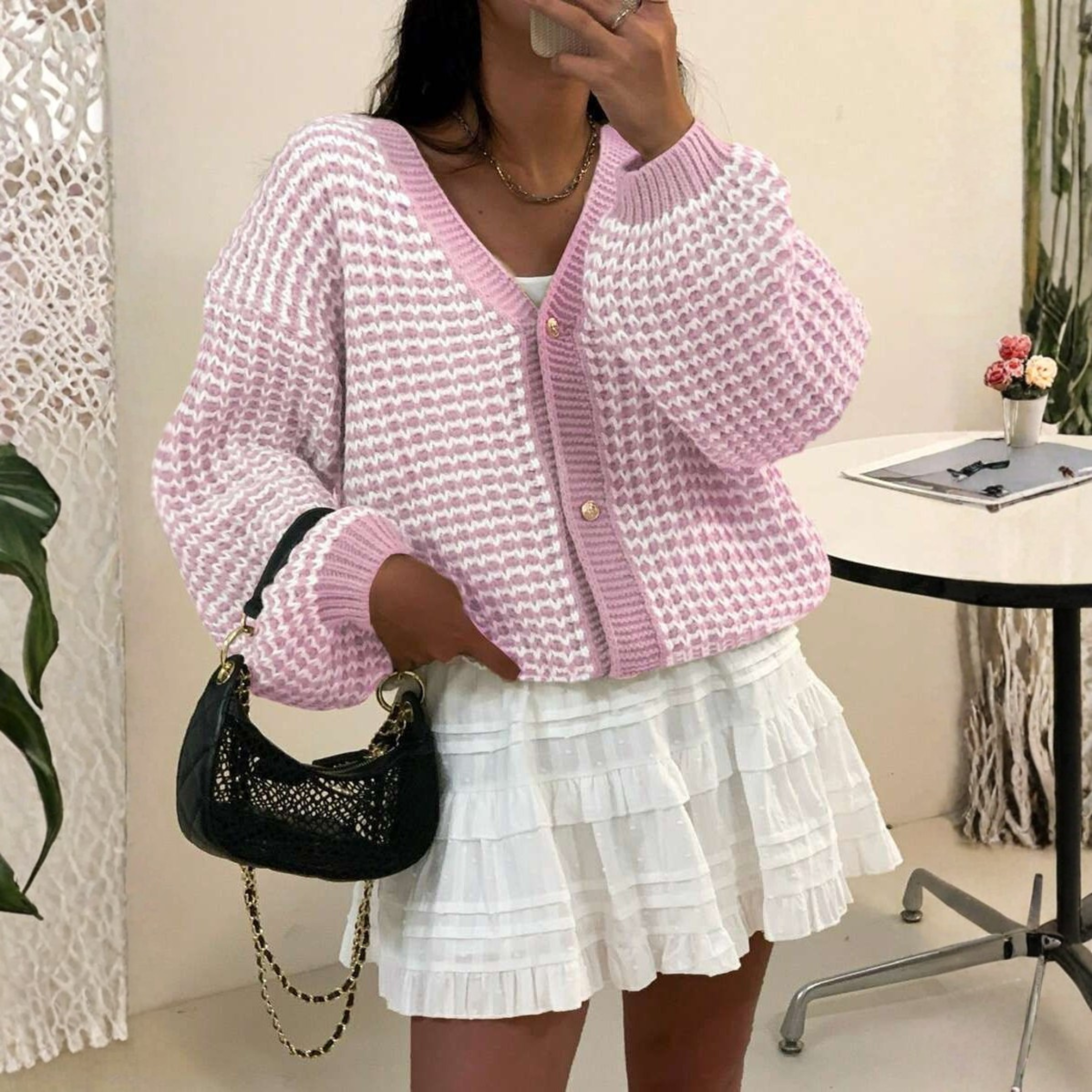 FINITY - Comfy V-Neck Long Sleeve Sweater Cardigan