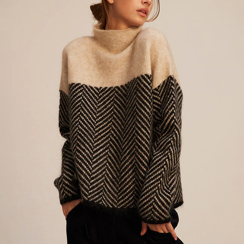 NORA | Two-Tone High-Neck Pullover