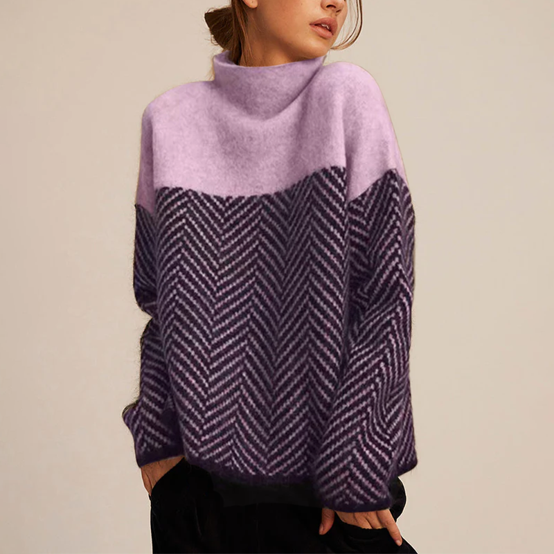NORA | Two-Tone High-Neck Pullover