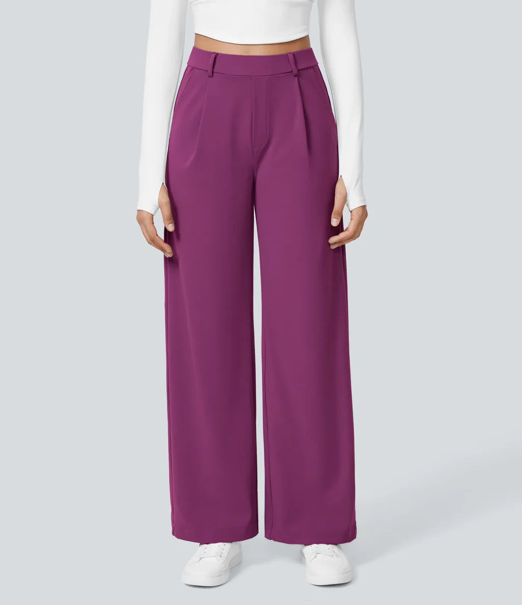 CHARMIE - Casual High Waist Straight Leg Pants