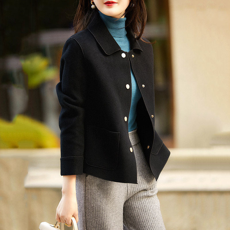 OVIDIA - Classy Button Front Long Sleeve Collared Blazer