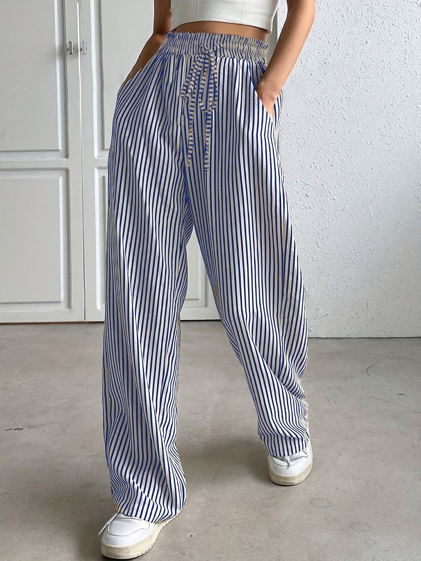 TAITE - Simple Summer Striped Relaxed Fit Buttom