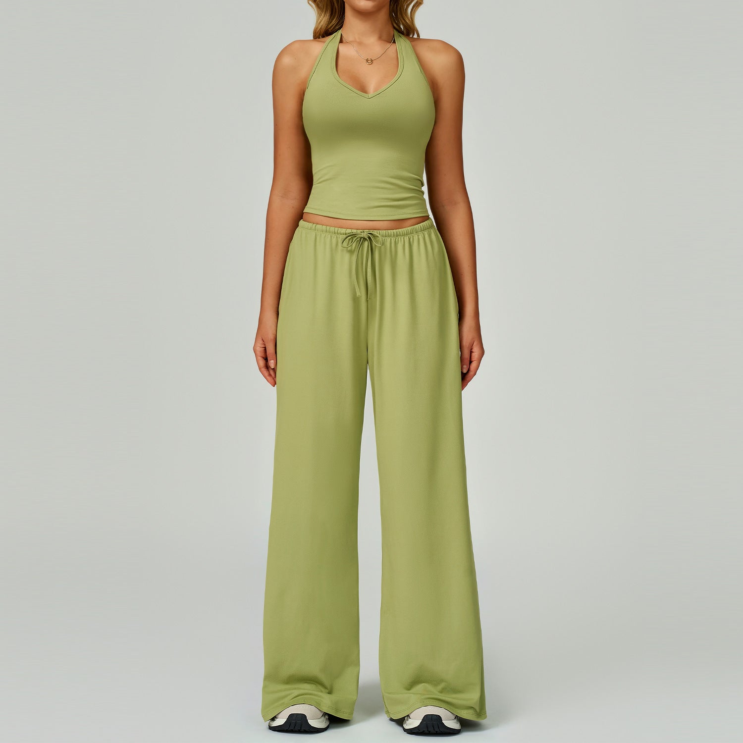 ARAYA - Casual Crop Tank Top and Wide Leg Pants Set