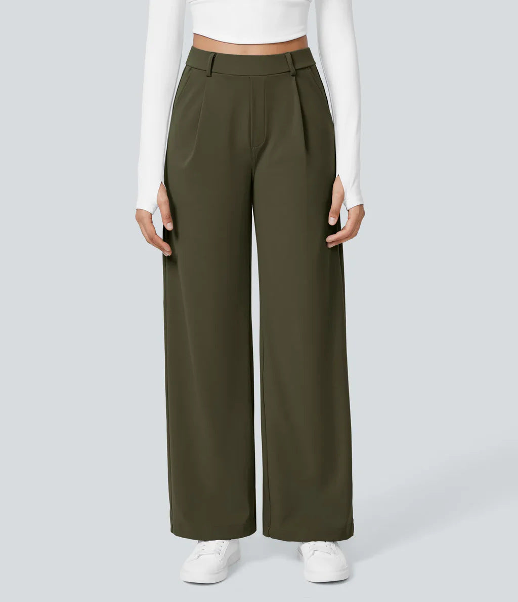 CHARMIE - Casual High Waist Straight Leg Pants