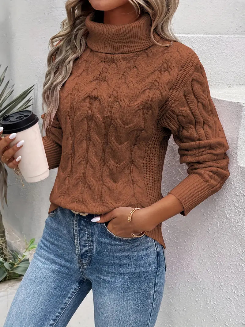 MAIKA - Cable Knit Turtleneck Sweater