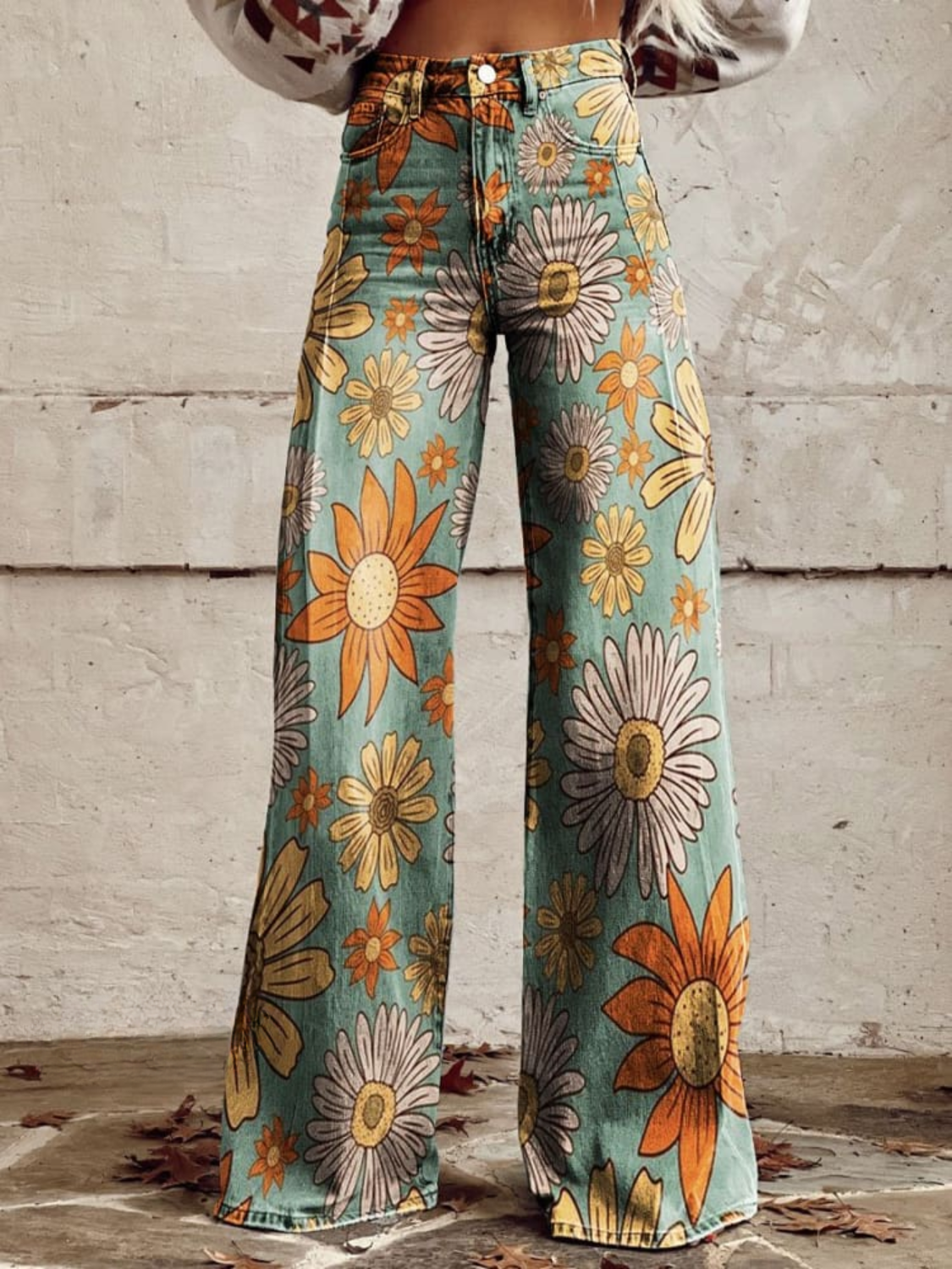 DAISY - Vintage Floral Wide-Leg Pants