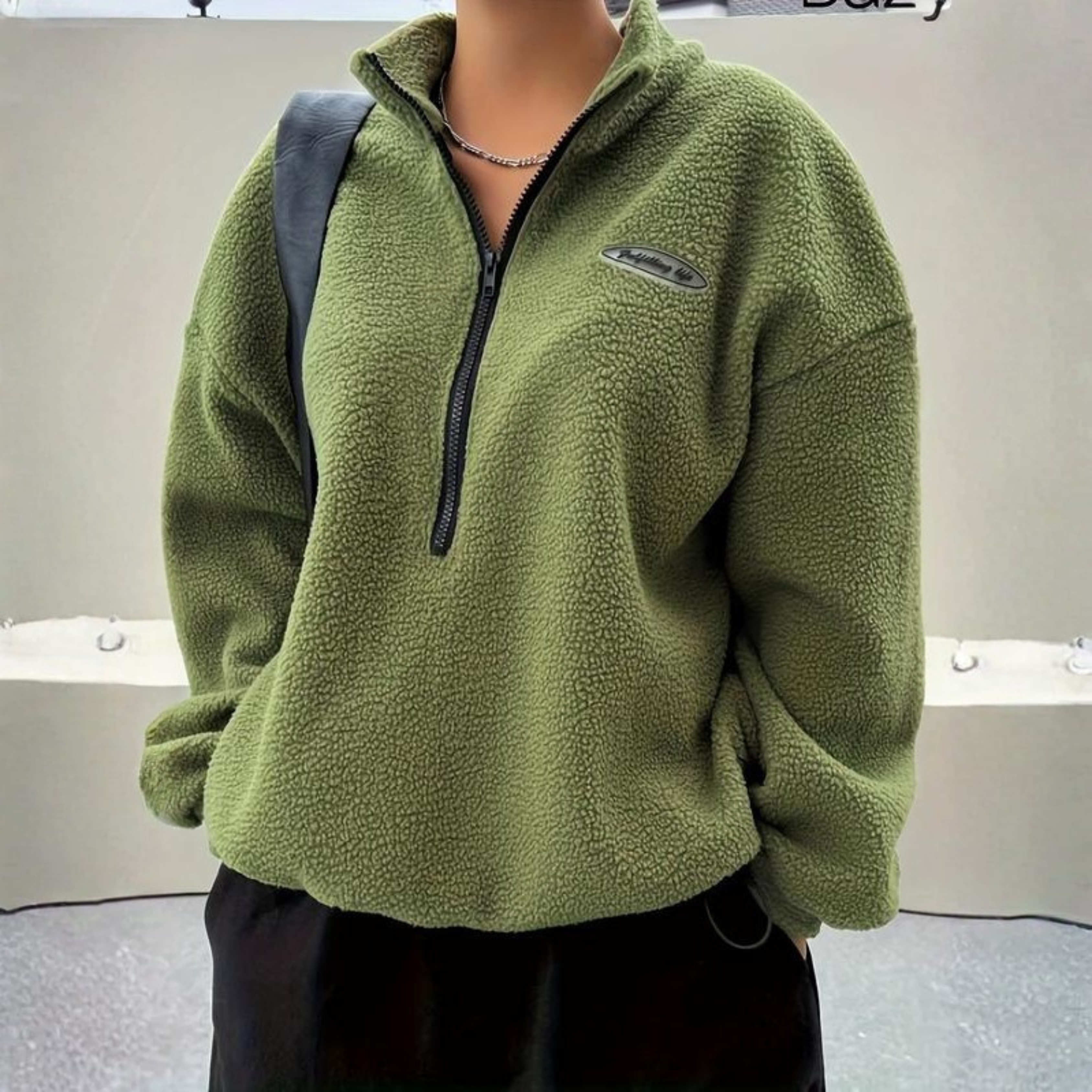 AVALANNA - Comfy Fuzzy Half Zip Long Sleeve Sweatshirt