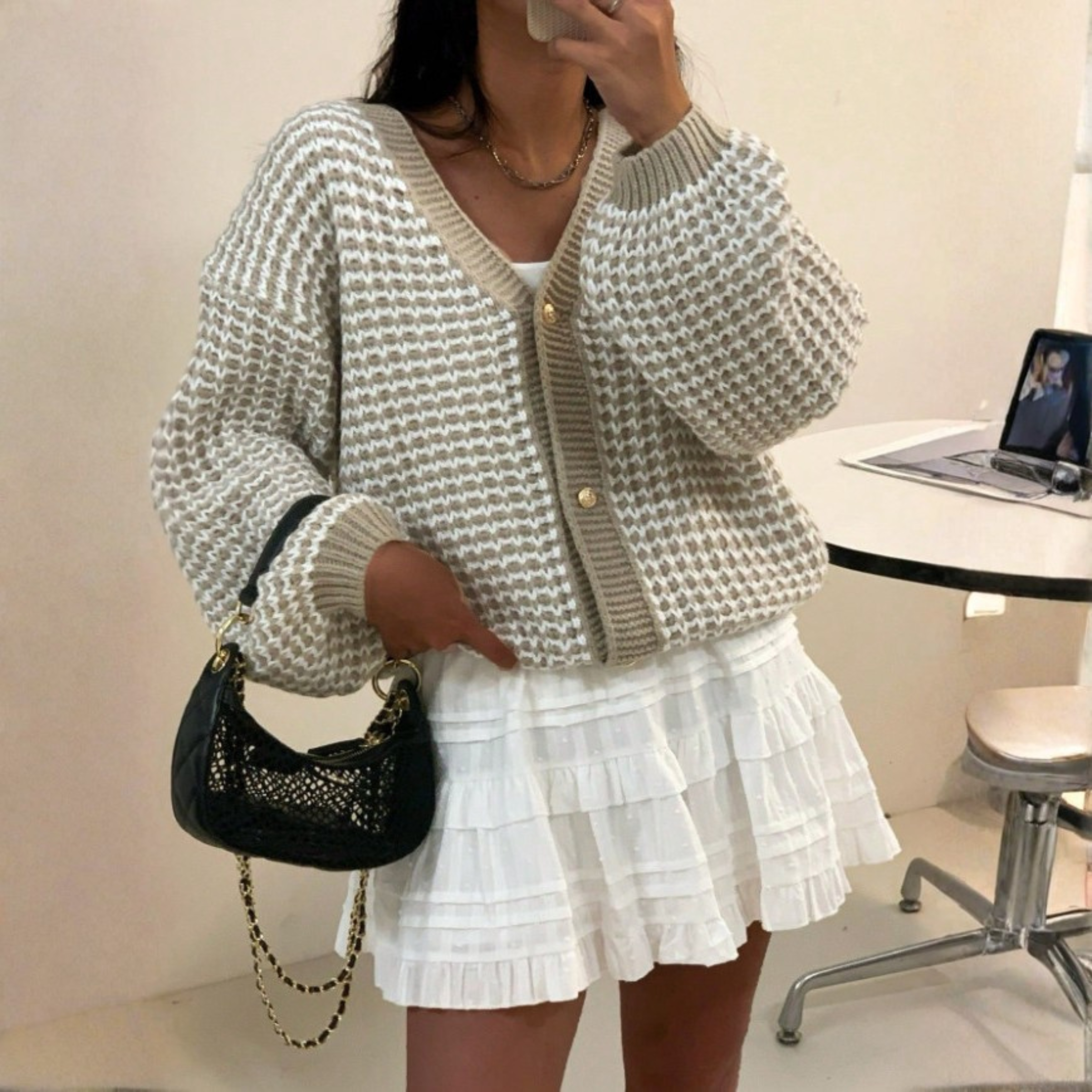 FINITY - Comfy V-Neck Long Sleeve Sweater Cardigan