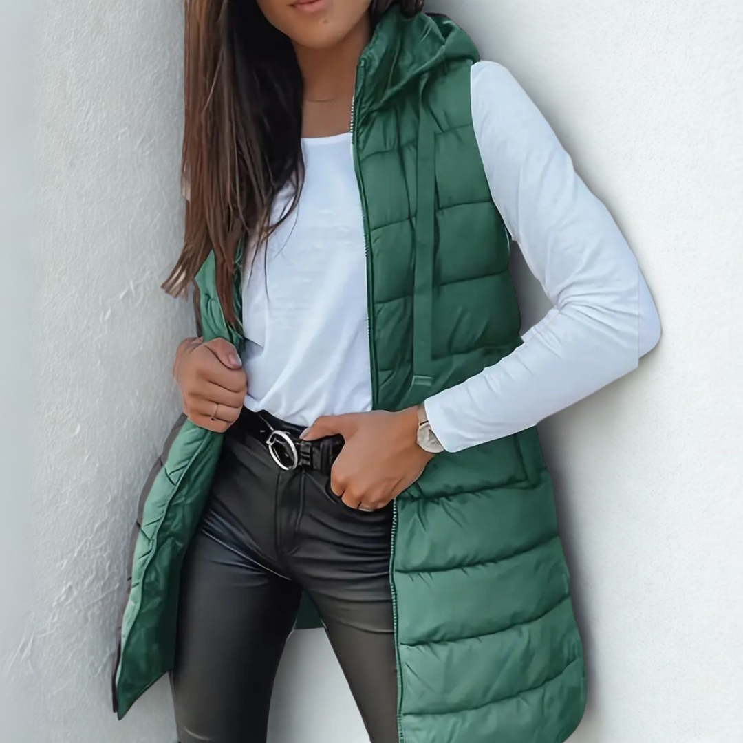 RAIN - Casual Sleeveless Hood Long Puffer Vest