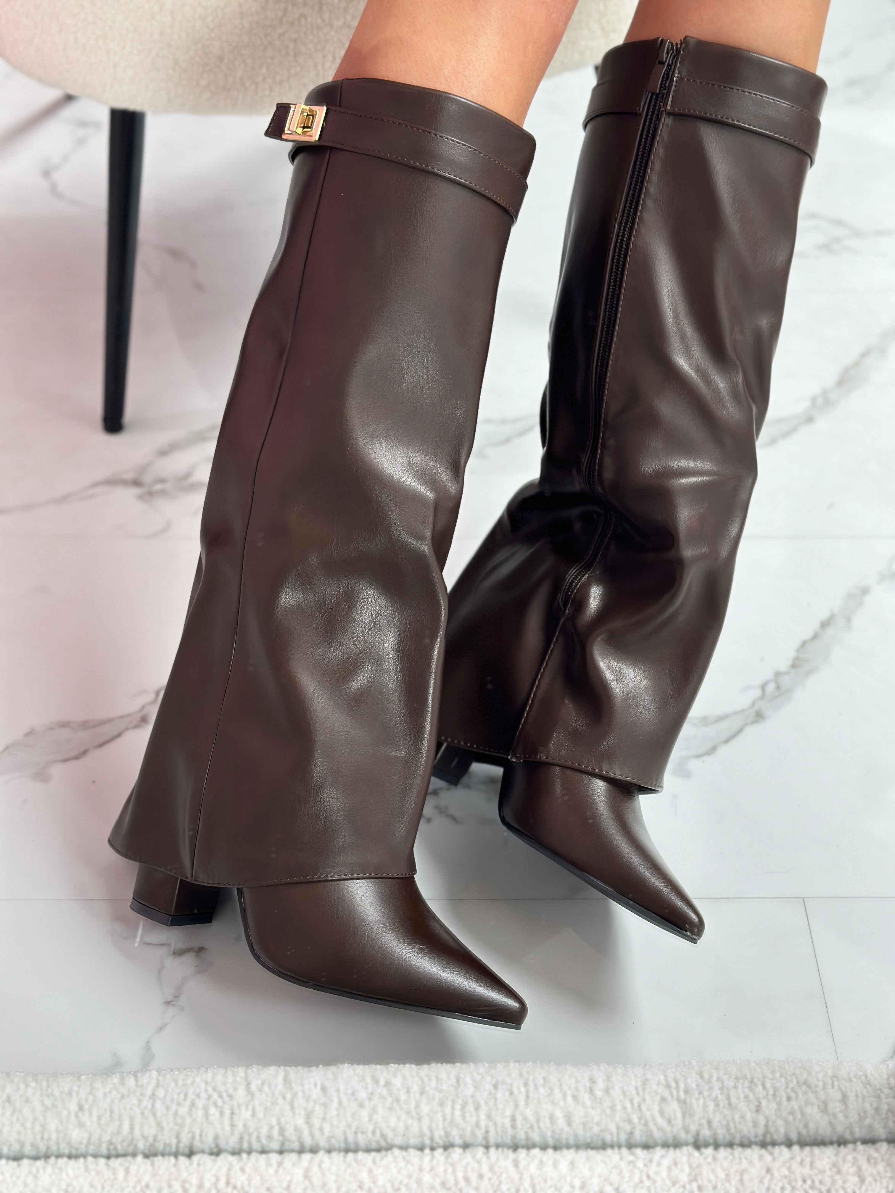VIVIENNE - Brown Leather Boots