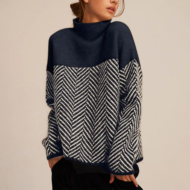NORA | Two-Tone High-Neck Pullover