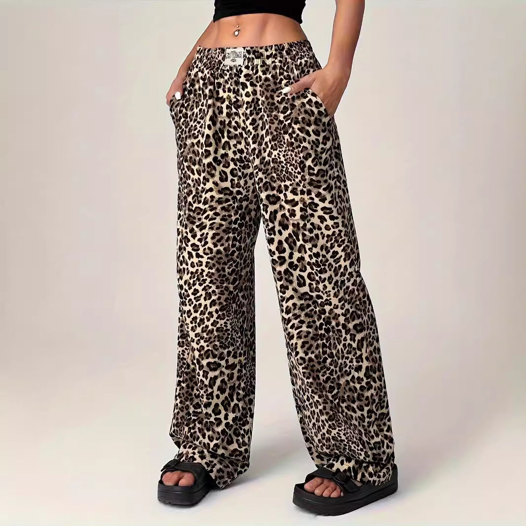 LIEZEL – Comfy Straight-Leg Leopard Print Pants