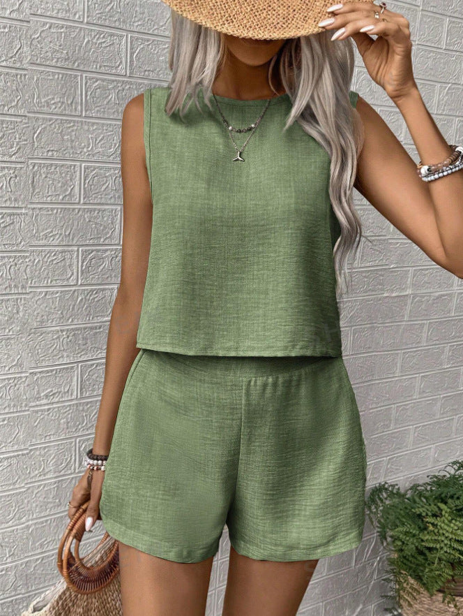 CLARISSE - Chic Sleeveless Tank & Shorts Set